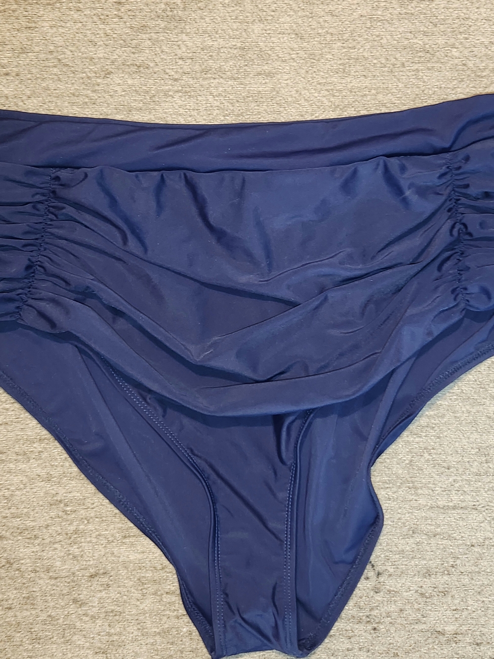 Hilor Women's Ruched High Waisted Bikini Bottoms in Navy Blue Size 20